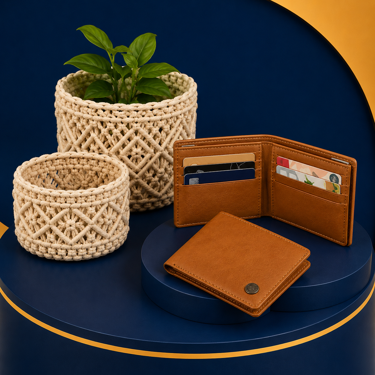Macrame Baskets & Vegan Leather Wallets